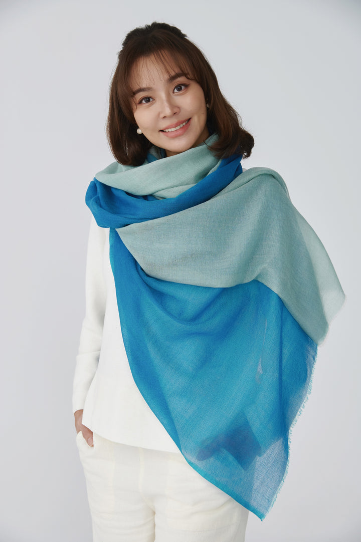 Bleu Élancé Pashmina Y 型披肩 – 優雅動感